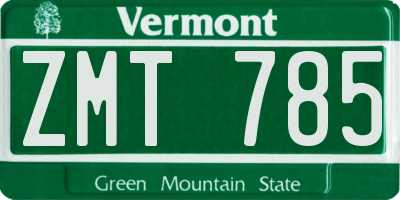VT license plate ZMT785