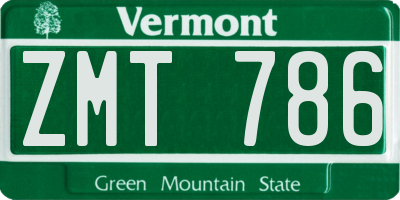 VT license plate ZMT786