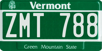 VT license plate ZMT788