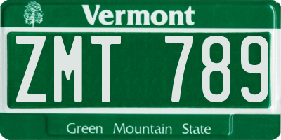 VT license plate ZMT789