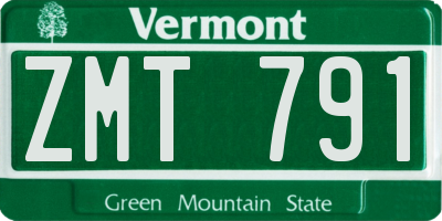 VT license plate ZMT791