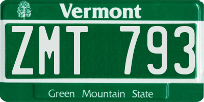 VT license plate ZMT793