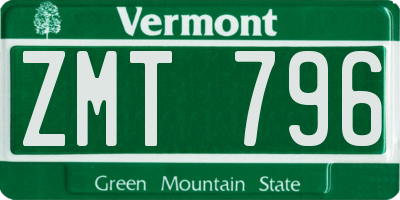 VT license plate ZMT796
