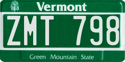 VT license plate ZMT798