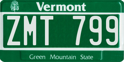 VT license plate ZMT799