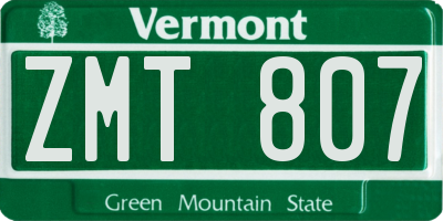 VT license plate ZMT807