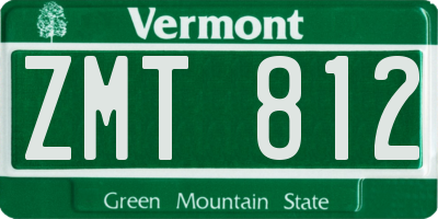 VT license plate ZMT812