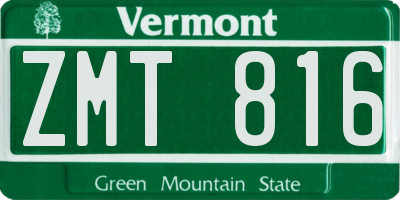 VT license plate ZMT816