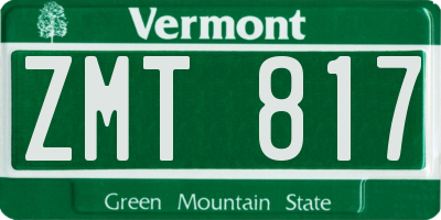 VT license plate ZMT817
