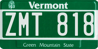 VT license plate ZMT818