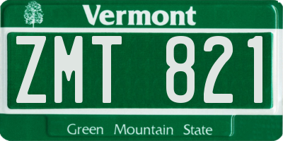 VT license plate ZMT821