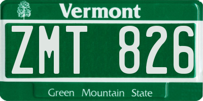 VT license plate ZMT826