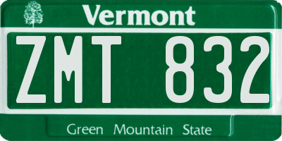 VT license plate ZMT832