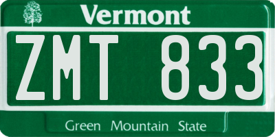 VT license plate ZMT833