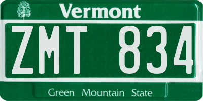 VT license plate ZMT834