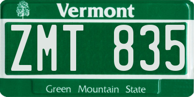 VT license plate ZMT835