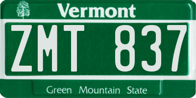 VT license plate ZMT837