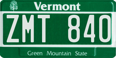 VT license plate ZMT840