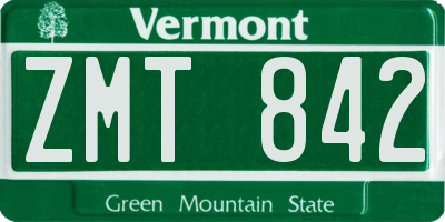 VT license plate ZMT842