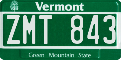 VT license plate ZMT843