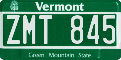 VT license plate ZMT845