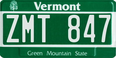 VT license plate ZMT847