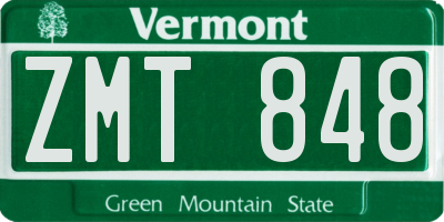 VT license plate ZMT848