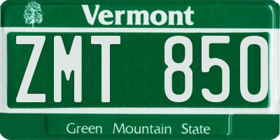 VT license plate ZMT850
