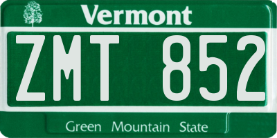 VT license plate ZMT852