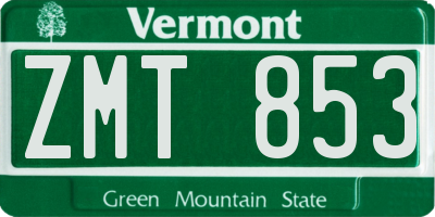 VT license plate ZMT853