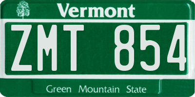VT license plate ZMT854