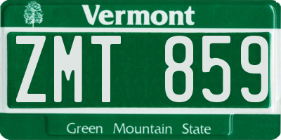 VT license plate ZMT859