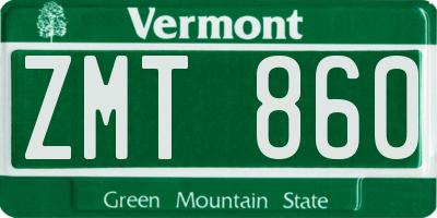 VT license plate ZMT860