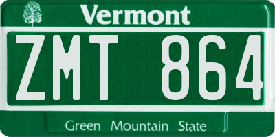 VT license plate ZMT864