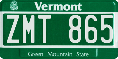 VT license plate ZMT865
