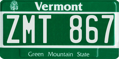 VT license plate ZMT867