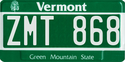 VT license plate ZMT868