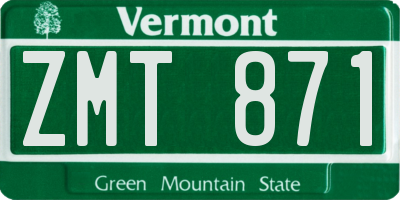 VT license plate ZMT871