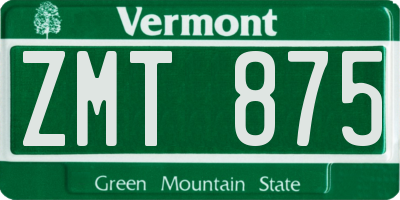 VT license plate ZMT875