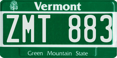 VT license plate ZMT883