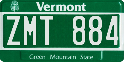 VT license plate ZMT884