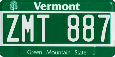 VT license plate ZMT887