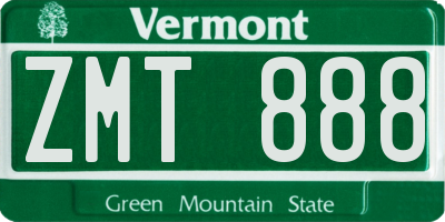 VT license plate ZMT888