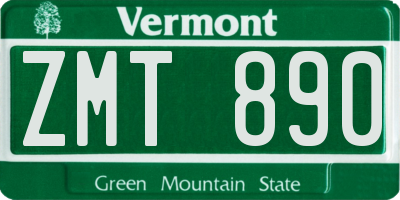 VT license plate ZMT890