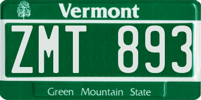 VT license plate ZMT893