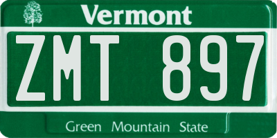 VT license plate ZMT897