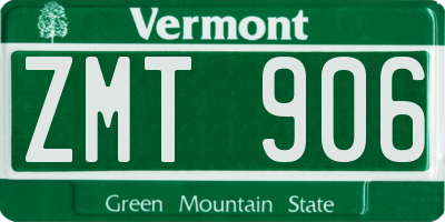 VT license plate ZMT906