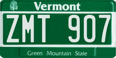 VT license plate ZMT907