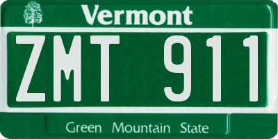 VT license plate ZMT911