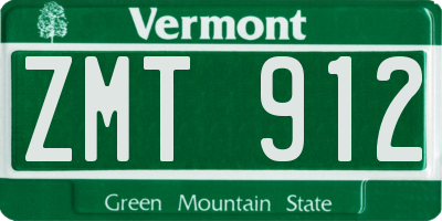 VT license plate ZMT912